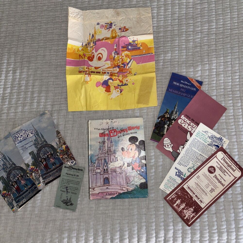 1972 Walt Disney World with Mickey Mouse Pop-Up Book and Other Ephemera Items